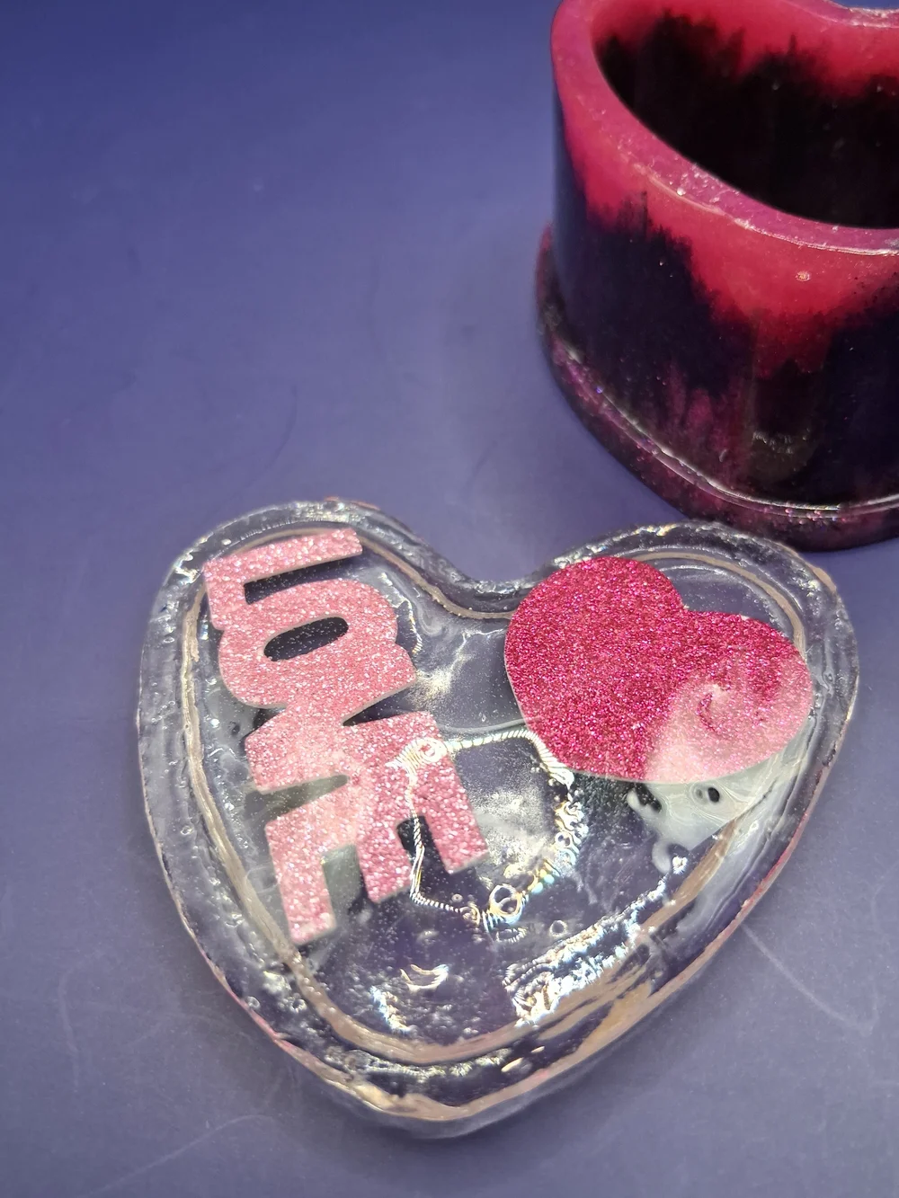 Heart-Shaped Pink Glitter Trinket Box